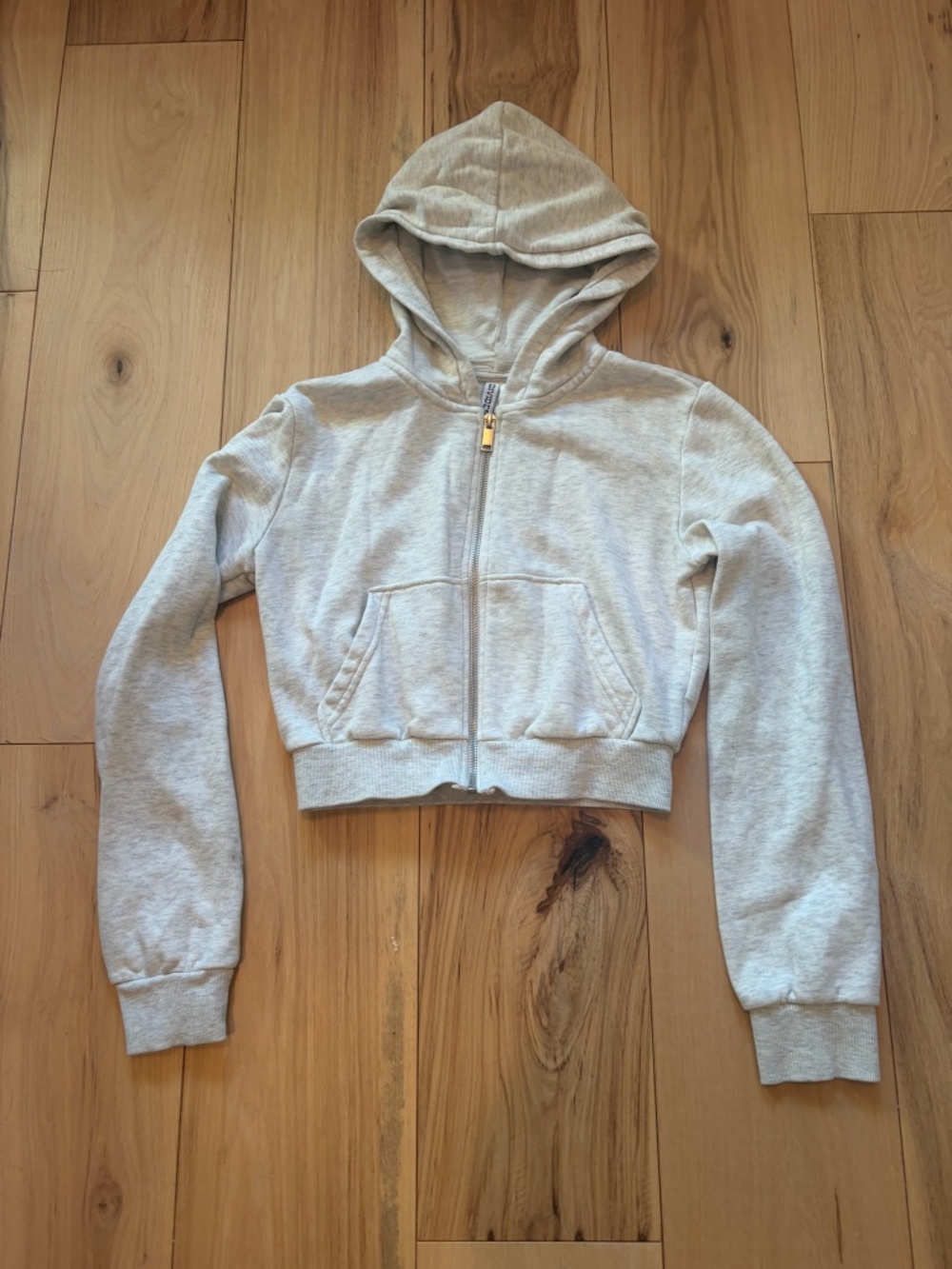 H&M Divided Cropped Heather Grey Full Zip Hoodie XS